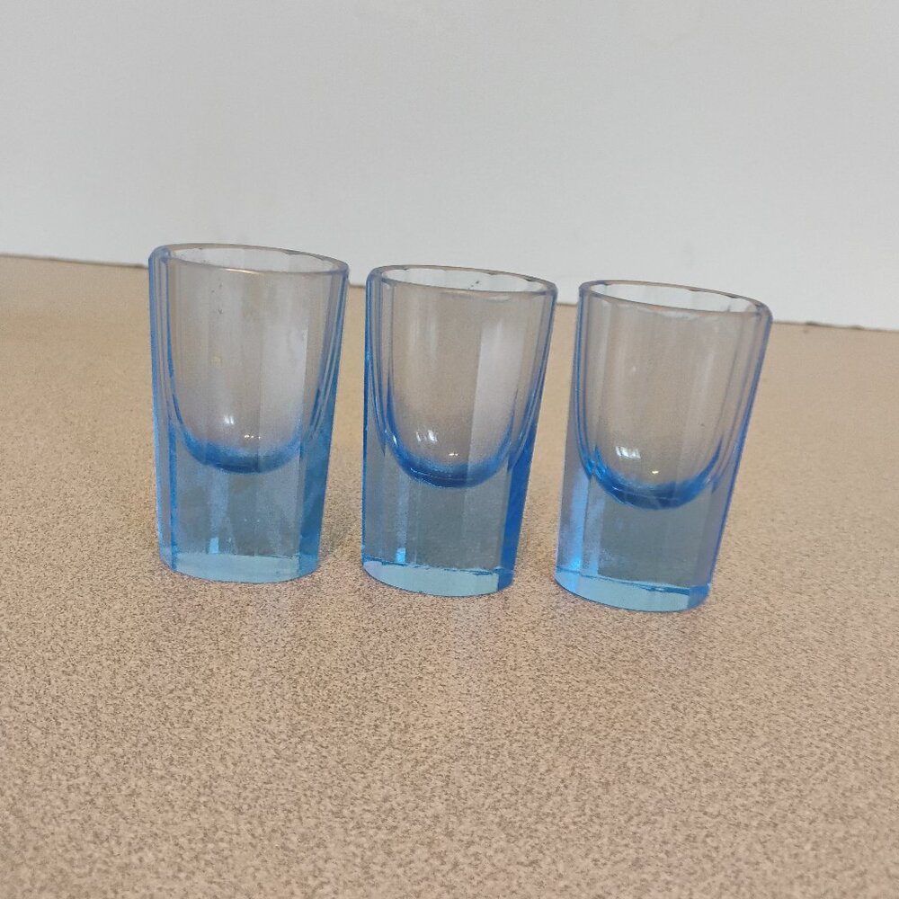 MCM Oval Pale Blue Shot Glasses. set of 3